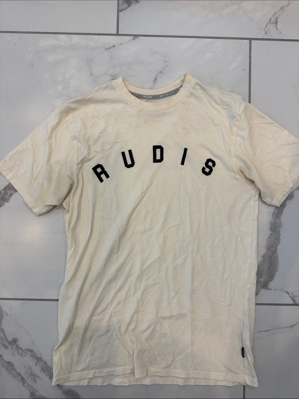 Men's RUDIS Cream Logo Crewneck T-Shirt